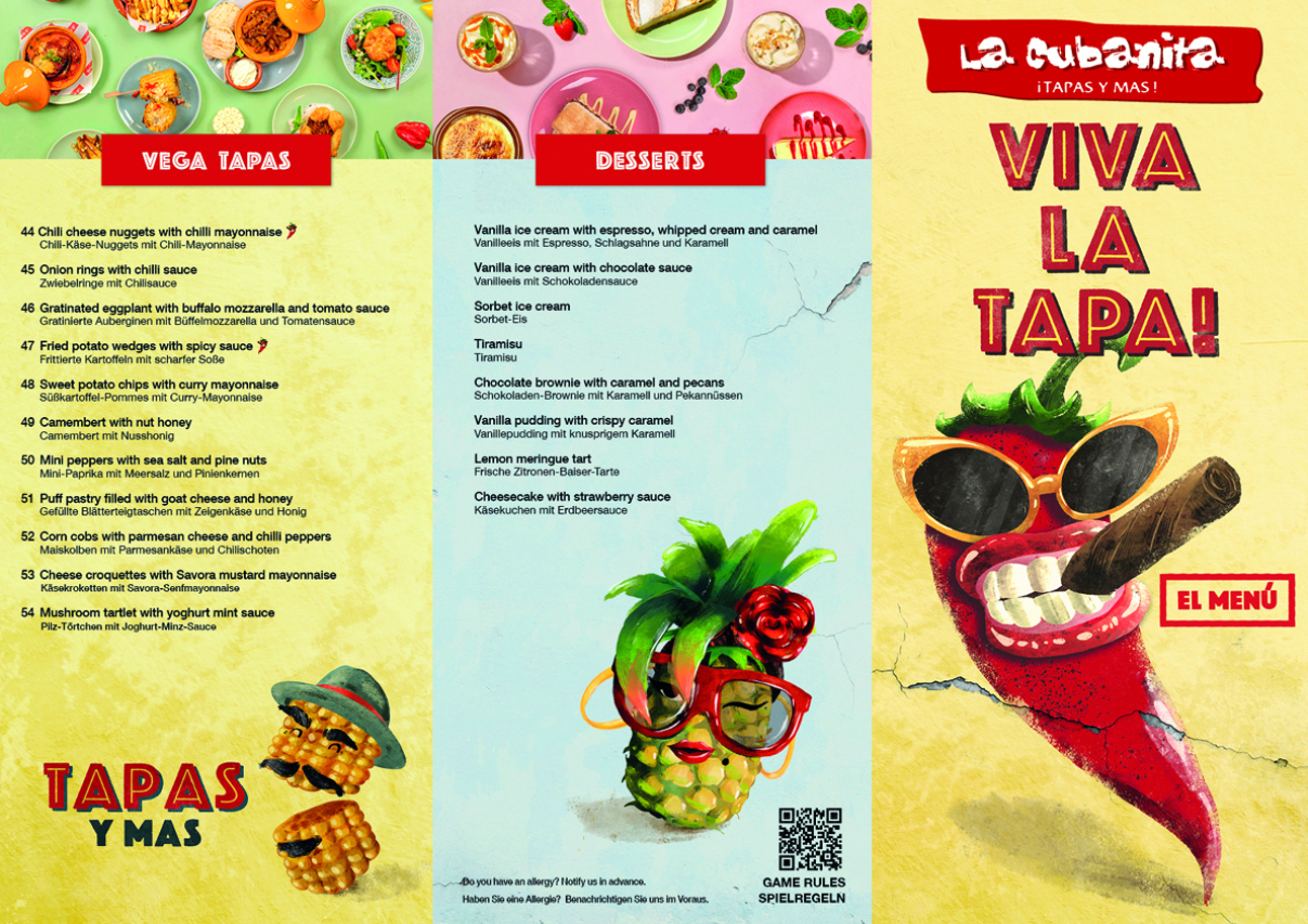 La Cubanita NL Completa 2025 AIG Menukaart A3 liggend 6 luik DUI ENG 1