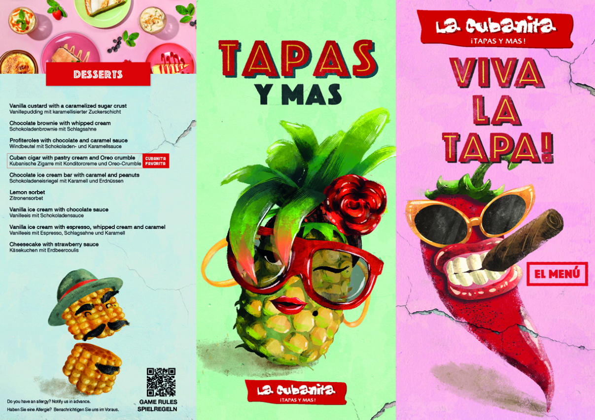 La Cubanita NL Completa 2026 MRT Menukaart A3 liggend 6 luik DUI ENG 1